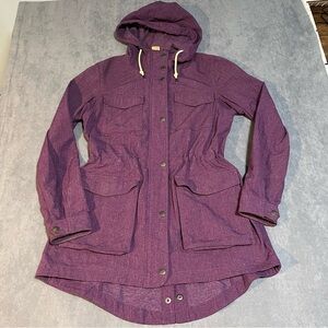 DULUTH Mist Master Heather Grey Full Zip Hood Parka Jacket Size XS Outdoor Lined